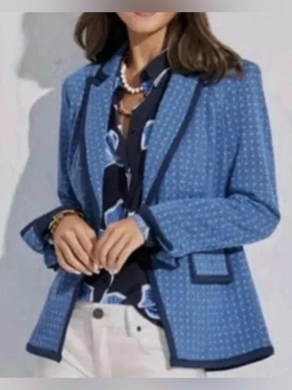 CAbi Scholarship Blue Checked Academic Preppy Blazer XL